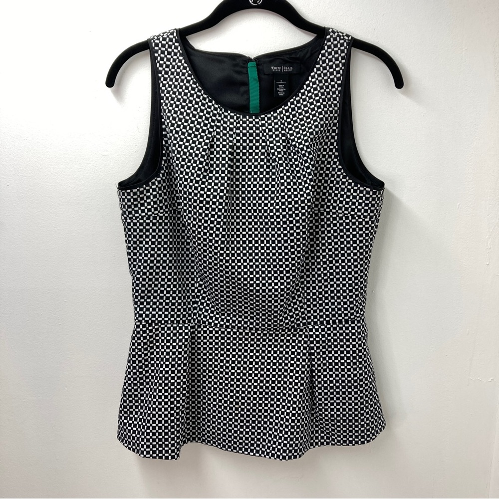 White House Black Market Sleeveless Geometric Peplum Top Size 8